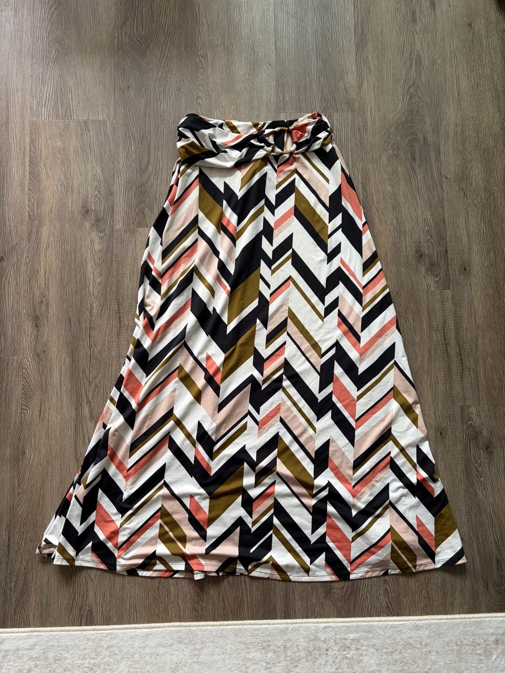 Robert Louis Chevron Maxi Skirt in Black, Pink, Olive, Cream